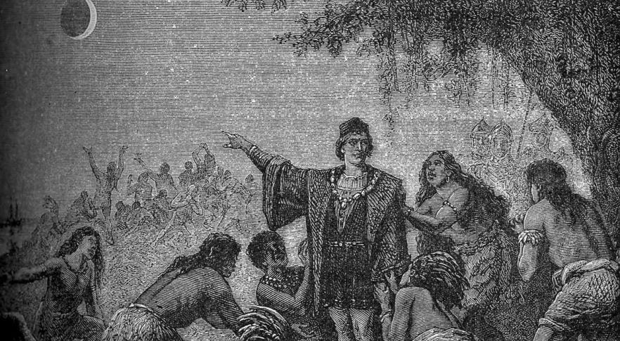Colón disuadía un motín aborigen anunciando un eclipse